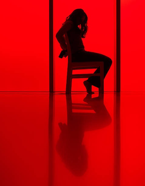 woman in the red room